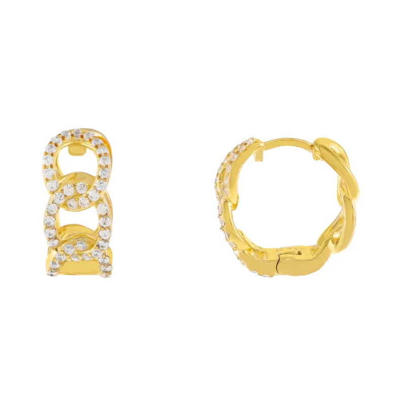 Pavé Curb Huggie Earring sold by Adina Eden's