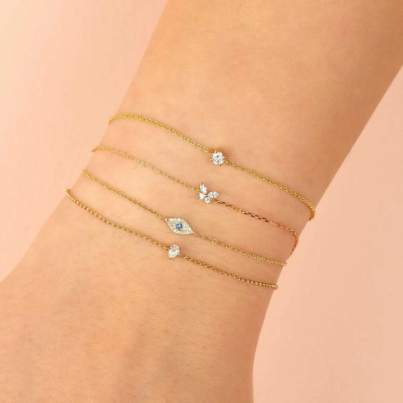 Diamond Tiny Teardrop Bracelet 14K sold by Adina Eden's product image thumbnail 2