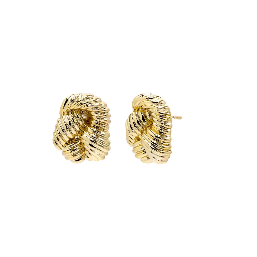 Multi Ridged Fluid Gold Stud Earring sold by Adina Eden's