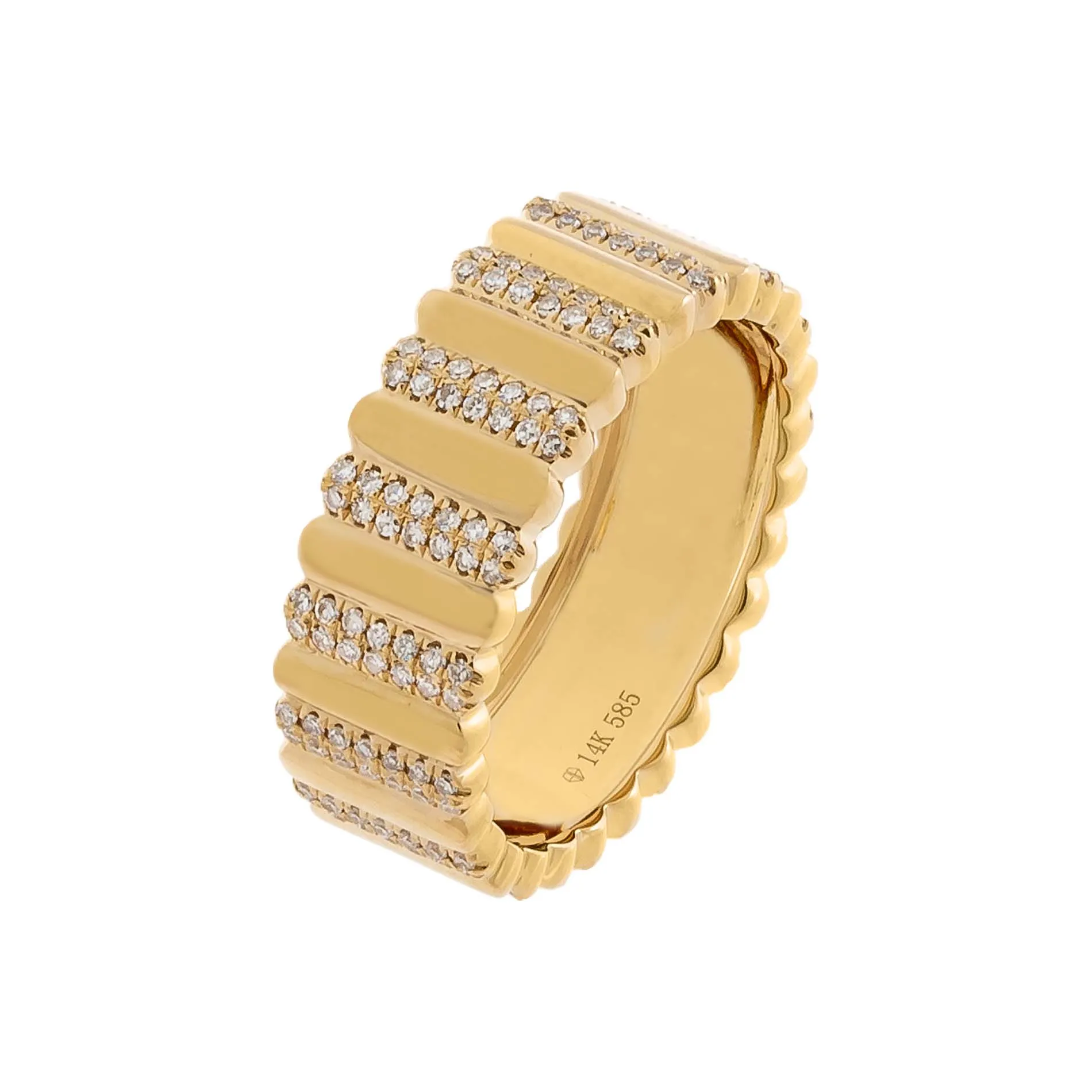 Diamond Wide Ribbed Band 14K sold by Adina Eden's