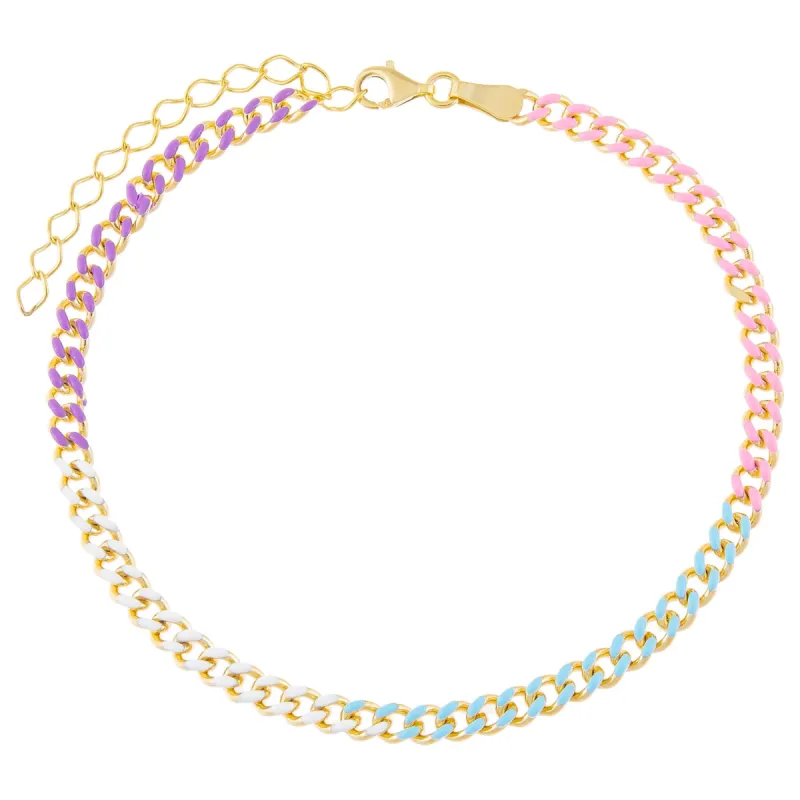 Pastel Colored Chain Link Anklet sold by Adina Eden's