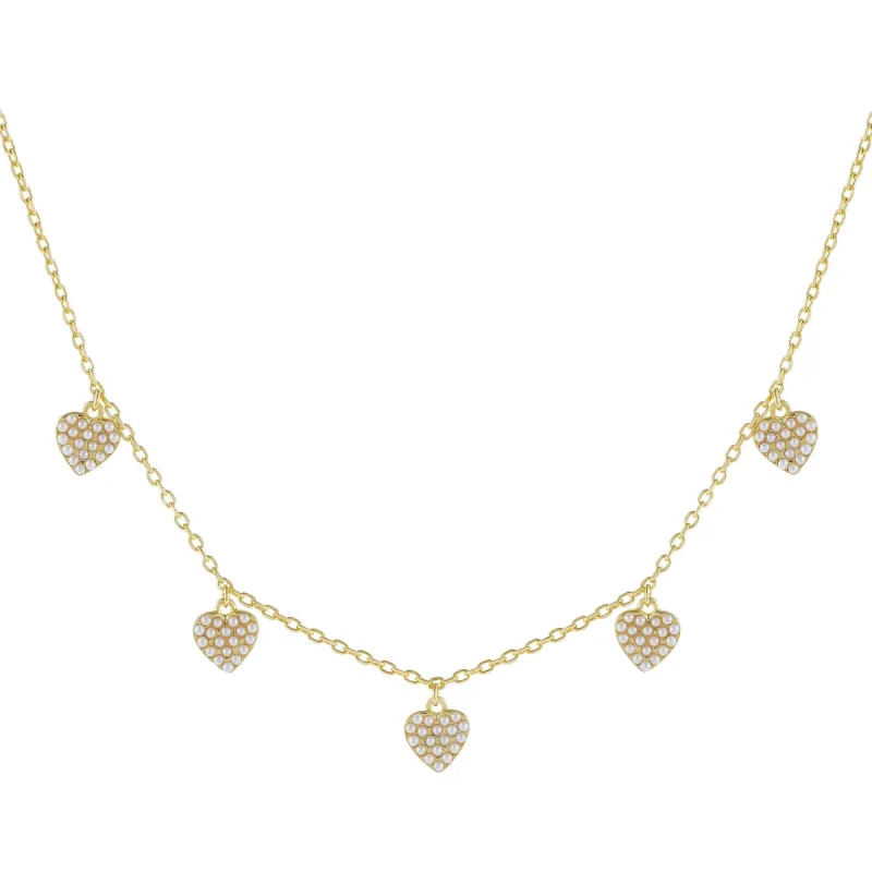 Pearl Multi Heart Necklace sold by Adina Eden's