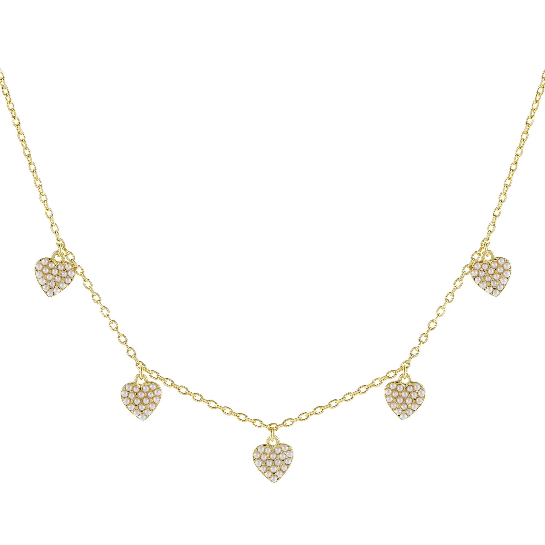 Pearl Multi Heart Necklace sold by Adina Eden's