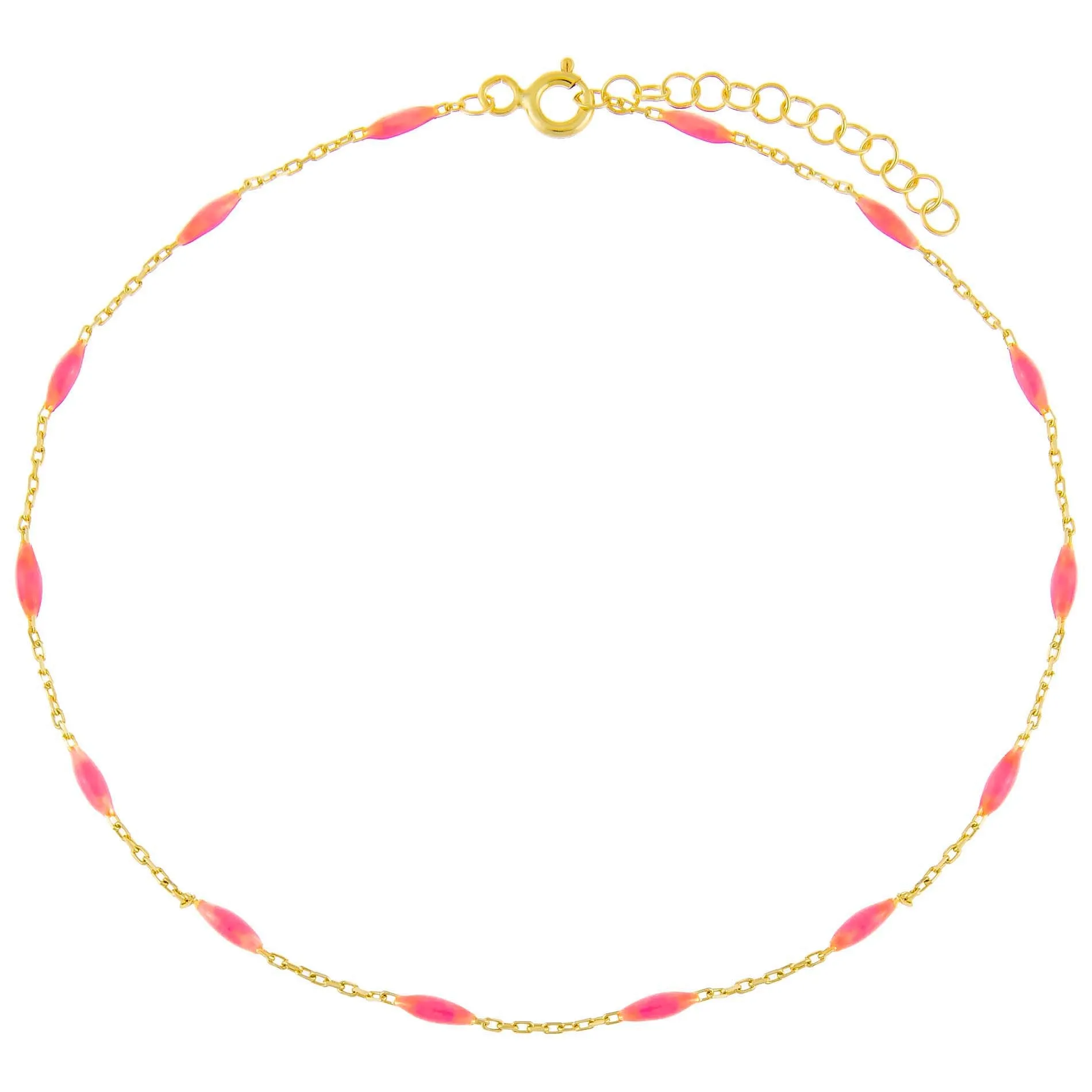 Neon Pink Enamel Bead Anklet sold by Adina Eden's