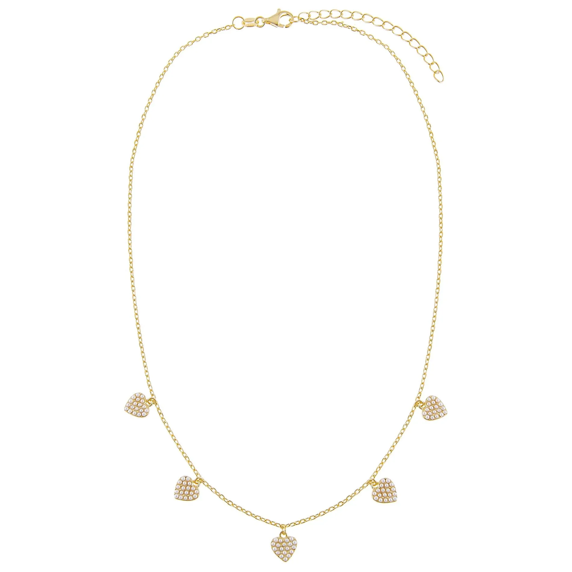 Pearl Multi Heart Necklace sold by Adina Eden's product image thumbnail 3