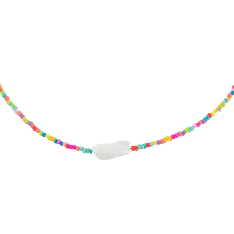 Rainbow Baroque Pearl Color Beaded Choker sold by Adina Eden's