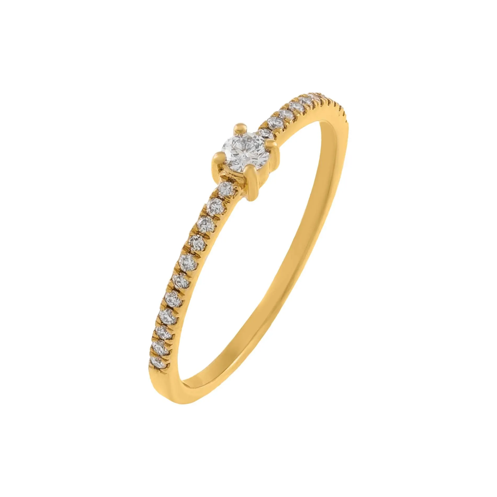 Pavé Diamond Solitaire Band 14K sold by Adina Eden's
