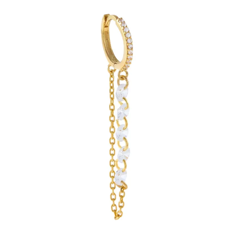 CZ Floating Chain Huggie Earring sold by Adina Eden's