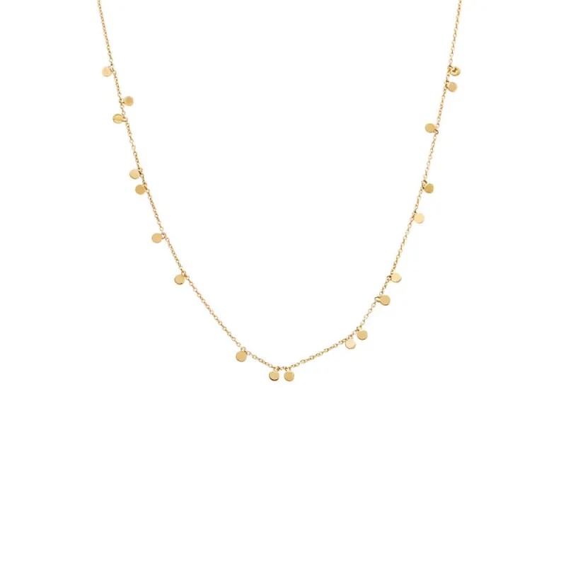 Solid Scattered Mini Dangling Disc Necklace 14K sold by Adina Eden's