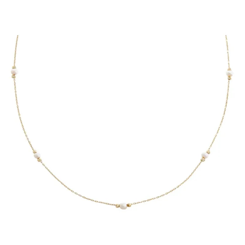 Mini Pearl Embedded Chain Choker Necklace 14K sold by Adina Eden's