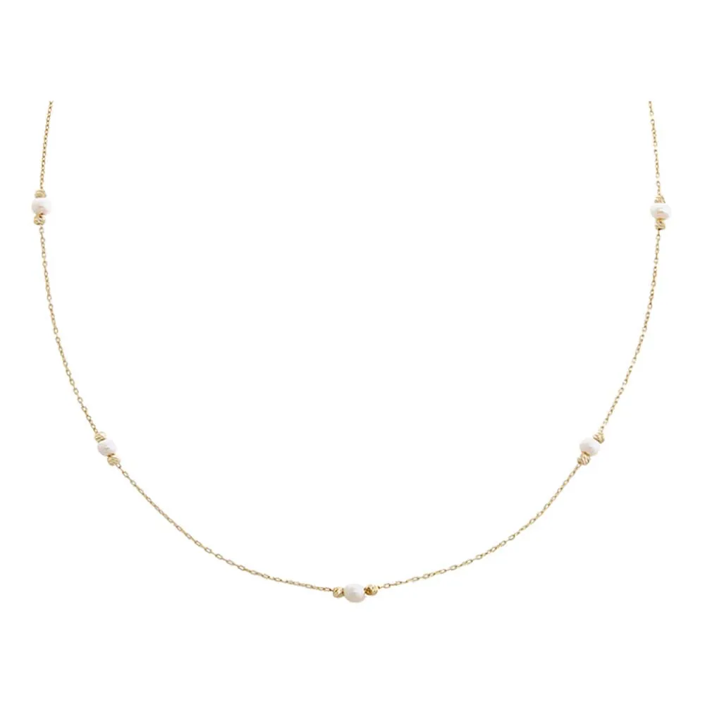 Mini Pearl Embedded Chain Choker Necklace 14K sold by Adina Eden's