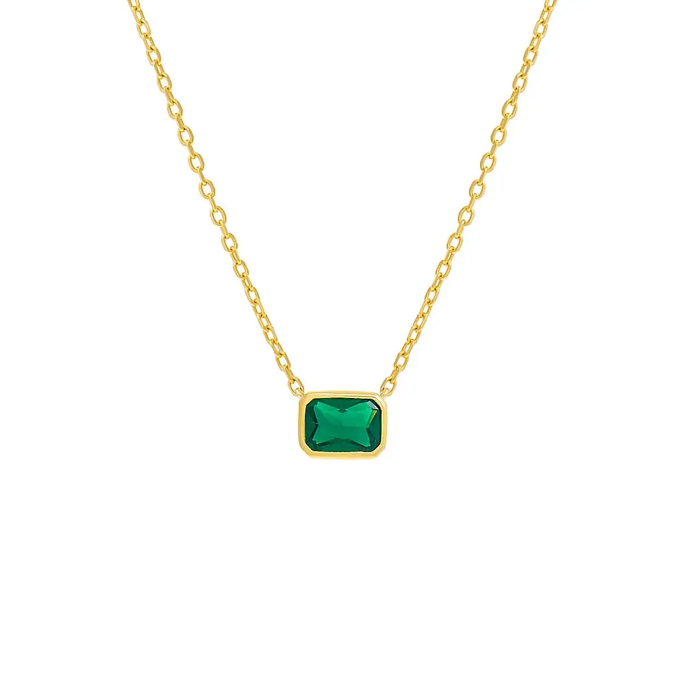 Colored Emerald Bezel Solitaire Necklace sold by Adina Eden's