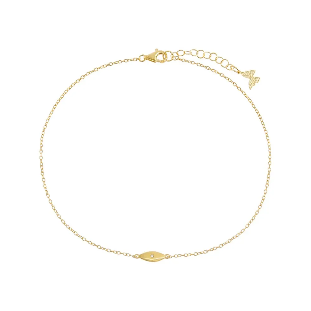Tiny CZ Evil Eye Anklet sold by Adina Eden's
