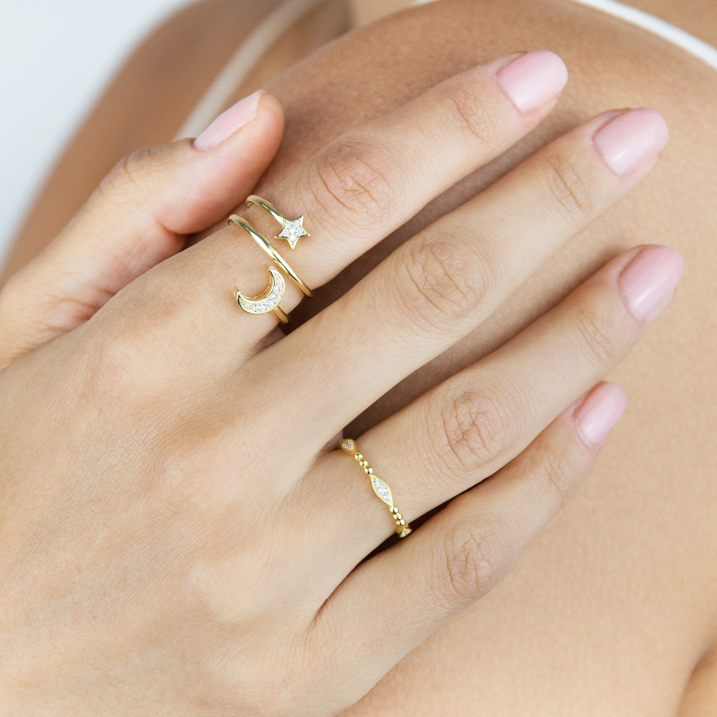 Pavé Moon X Star Ring sold by Adina Eden's product image thumbnail 2