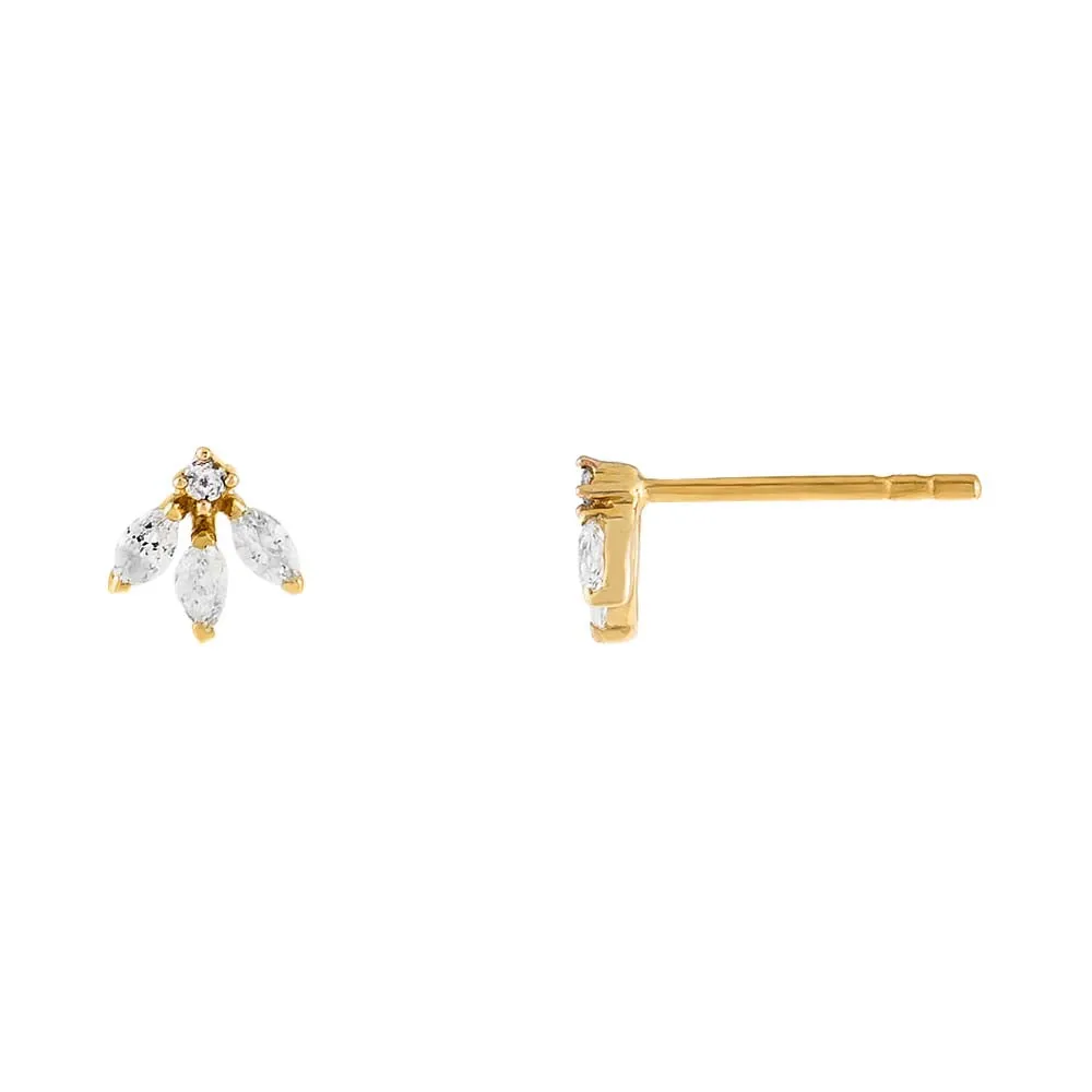 Marquise Diamond Cluster Stud Earring 14K sold by Adina Eden's