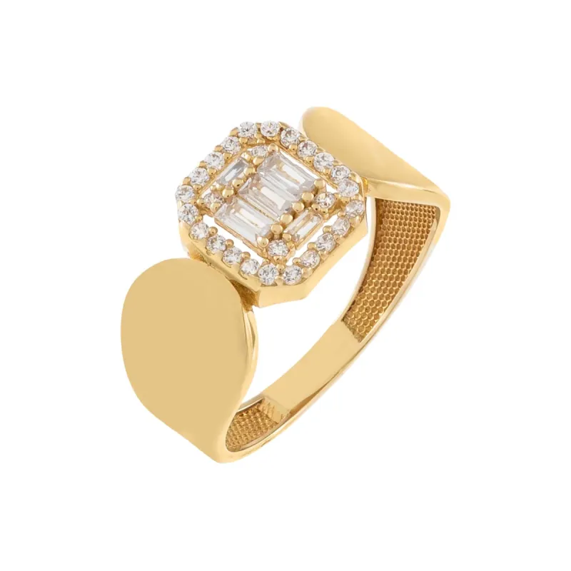 CZ Illusion Signet Ring 14K sold by Adina Eden's