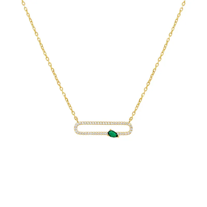 Pavé X Colored Teardrop Pendant Necklace sold by Adina Eden's