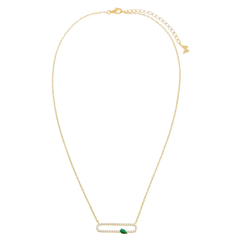 Pavé X Colored Teardrop Pendant Necklace sold by Adina Eden's product image thumbnail 4