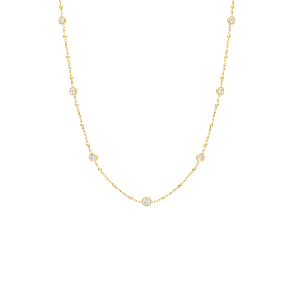 CZ Bezel Ball Chain Necklace sold by Adina Eden's