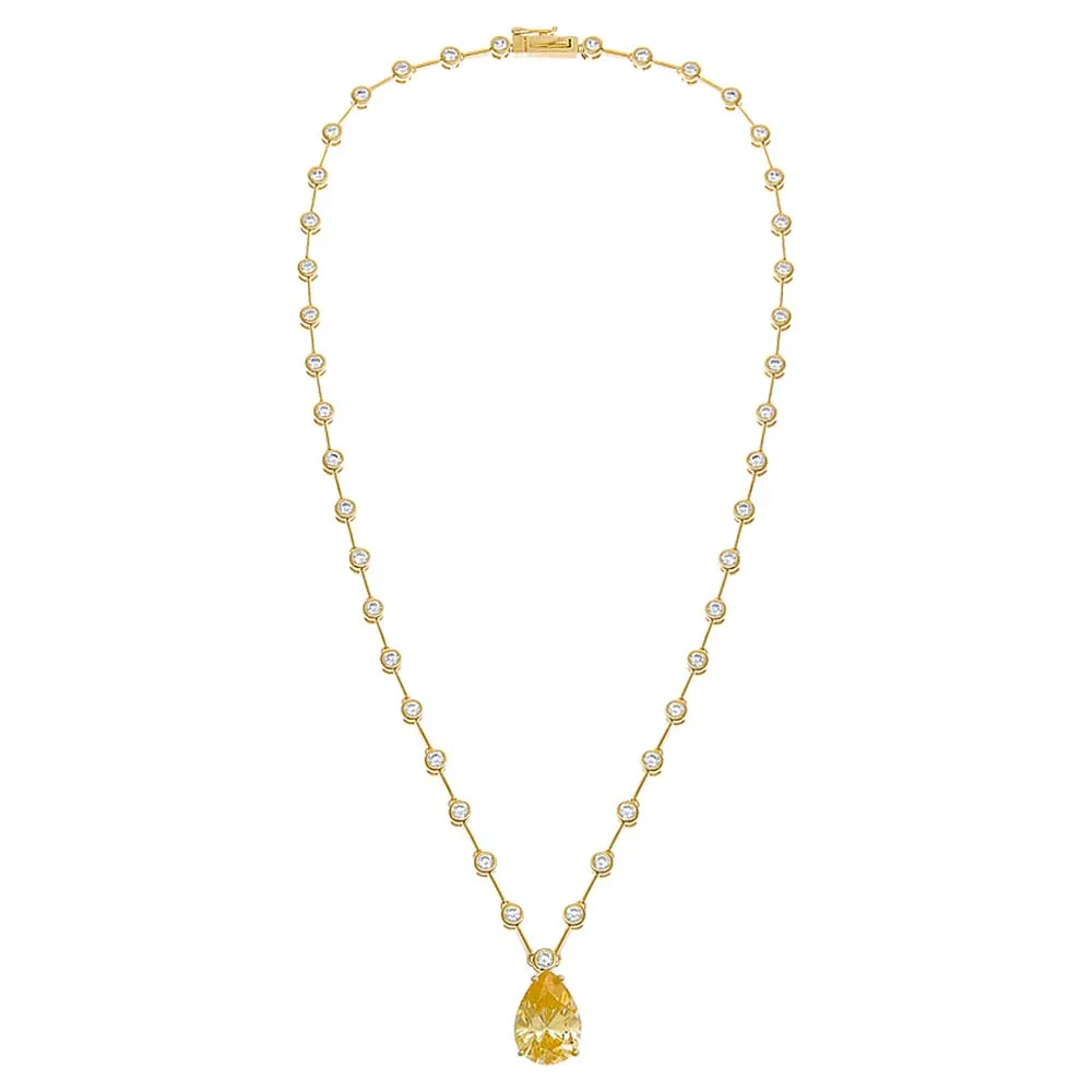 Colored Teardrop X Bezel Tennis Necklace sold by Adina Eden's product image thumbnail 5