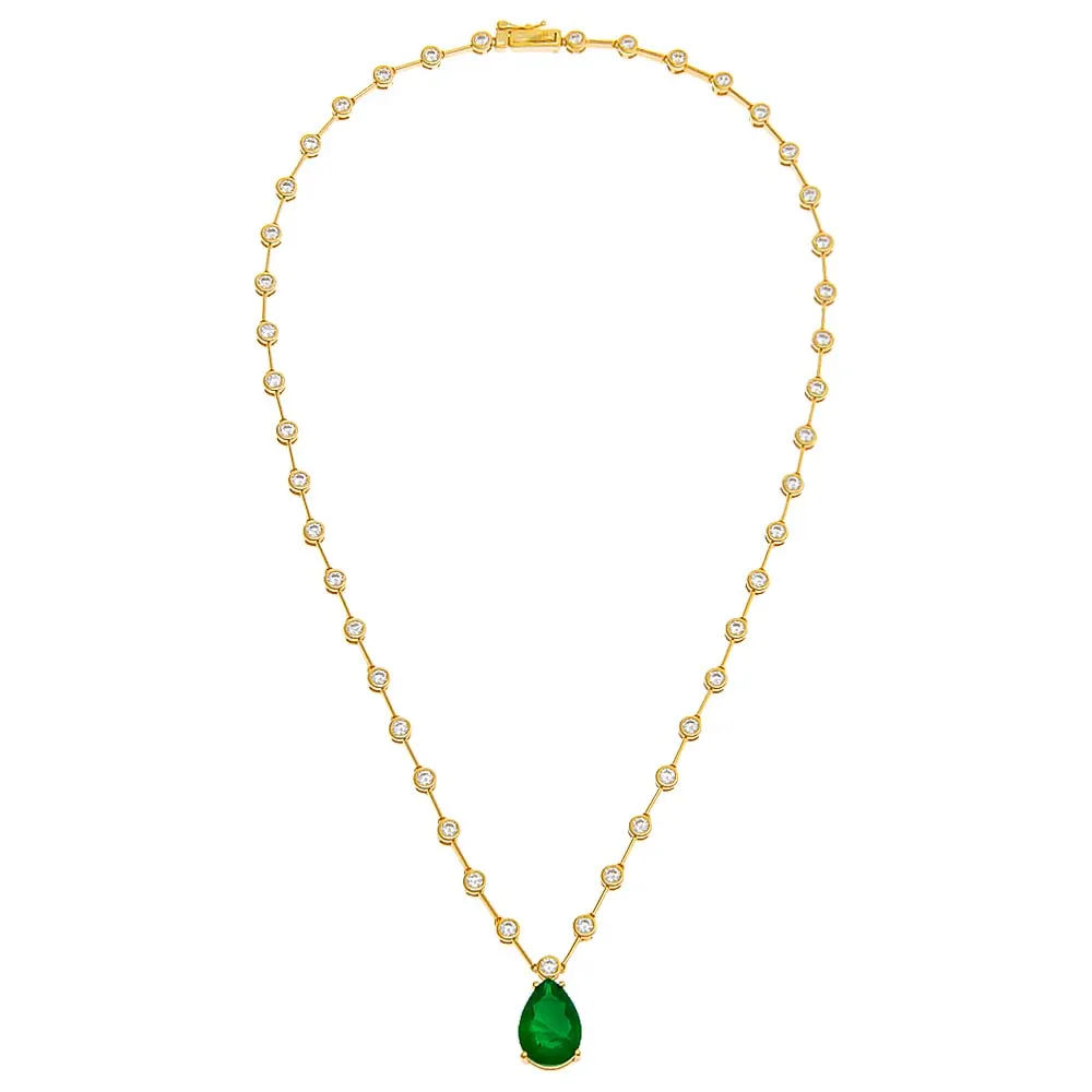 Colored Teardrop X Bezel Tennis Necklace sold by Adina Eden's product image thumbnail 3