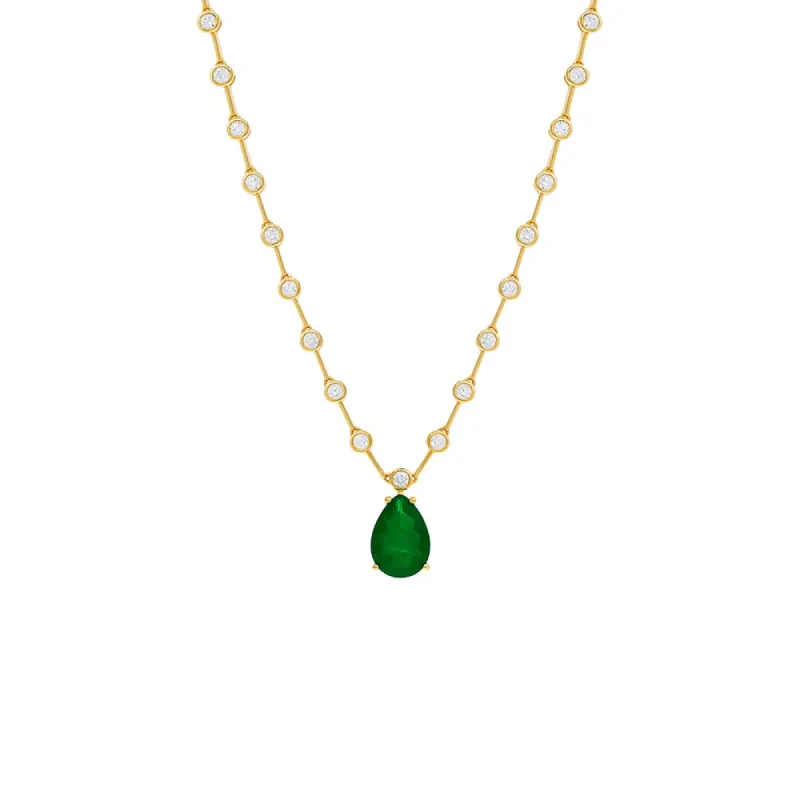 Colored Teardrop X Bezel Tennis Necklace sold by Adina Eden's