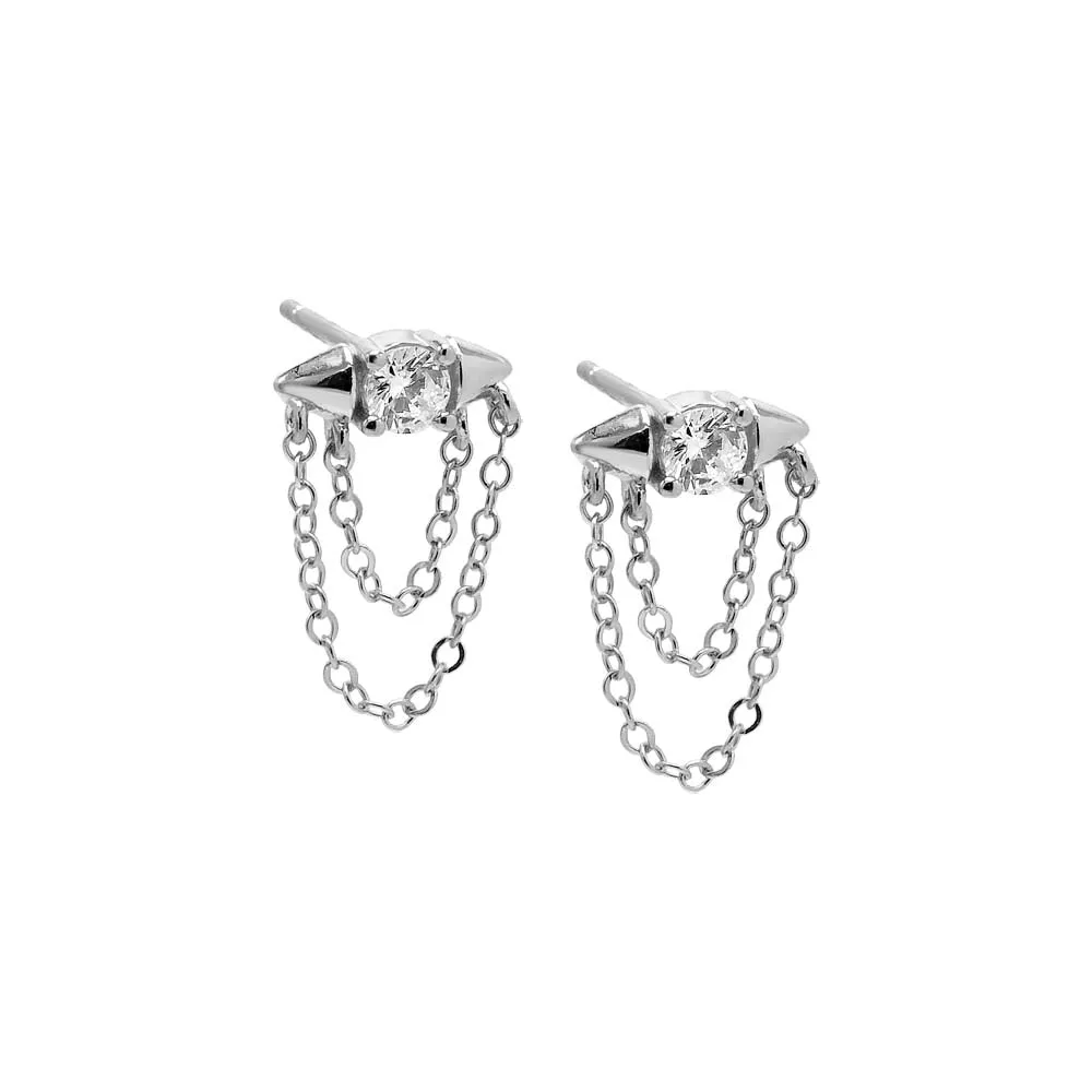 CZ Double Chain Drop Stud Earring sold by Adina Eden's product image thumbnail 3
