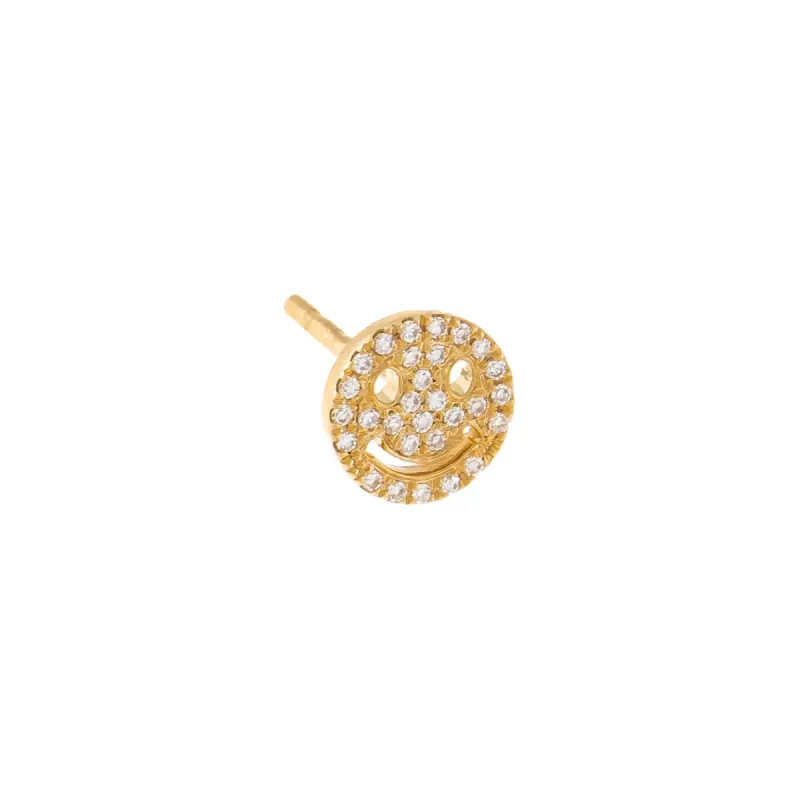 Pavé Diamond Smiley Face Stud Earring 14K sold by Adina Eden's
