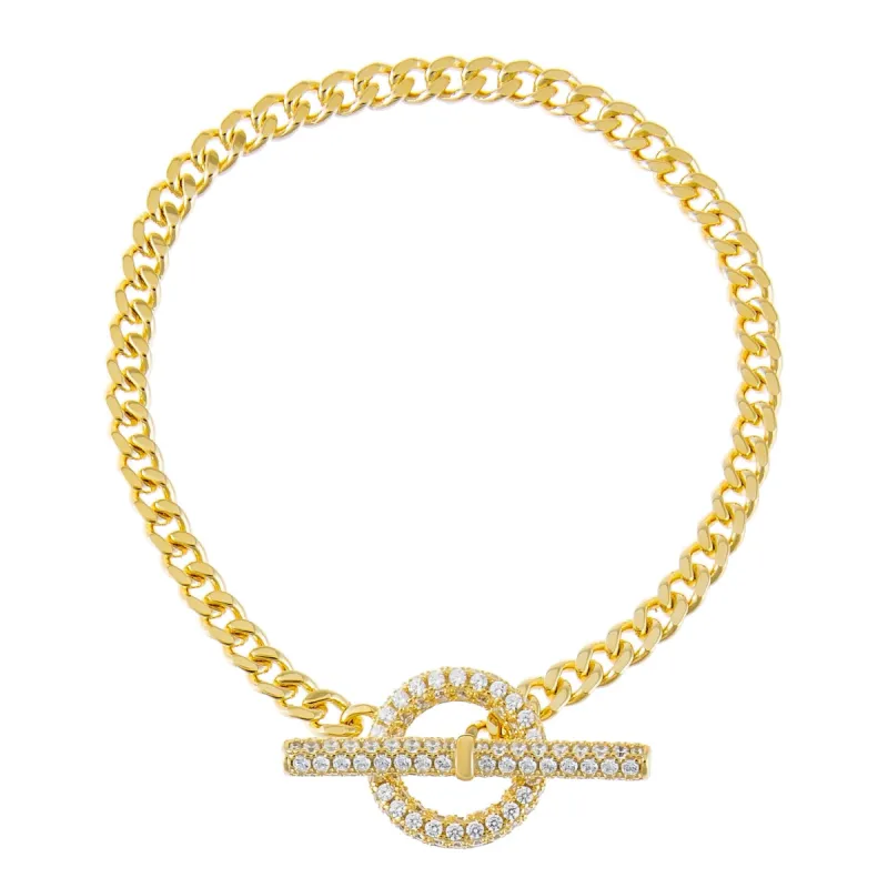 Pavé Cuban Toggle Bracelet sold by Adina Eden's