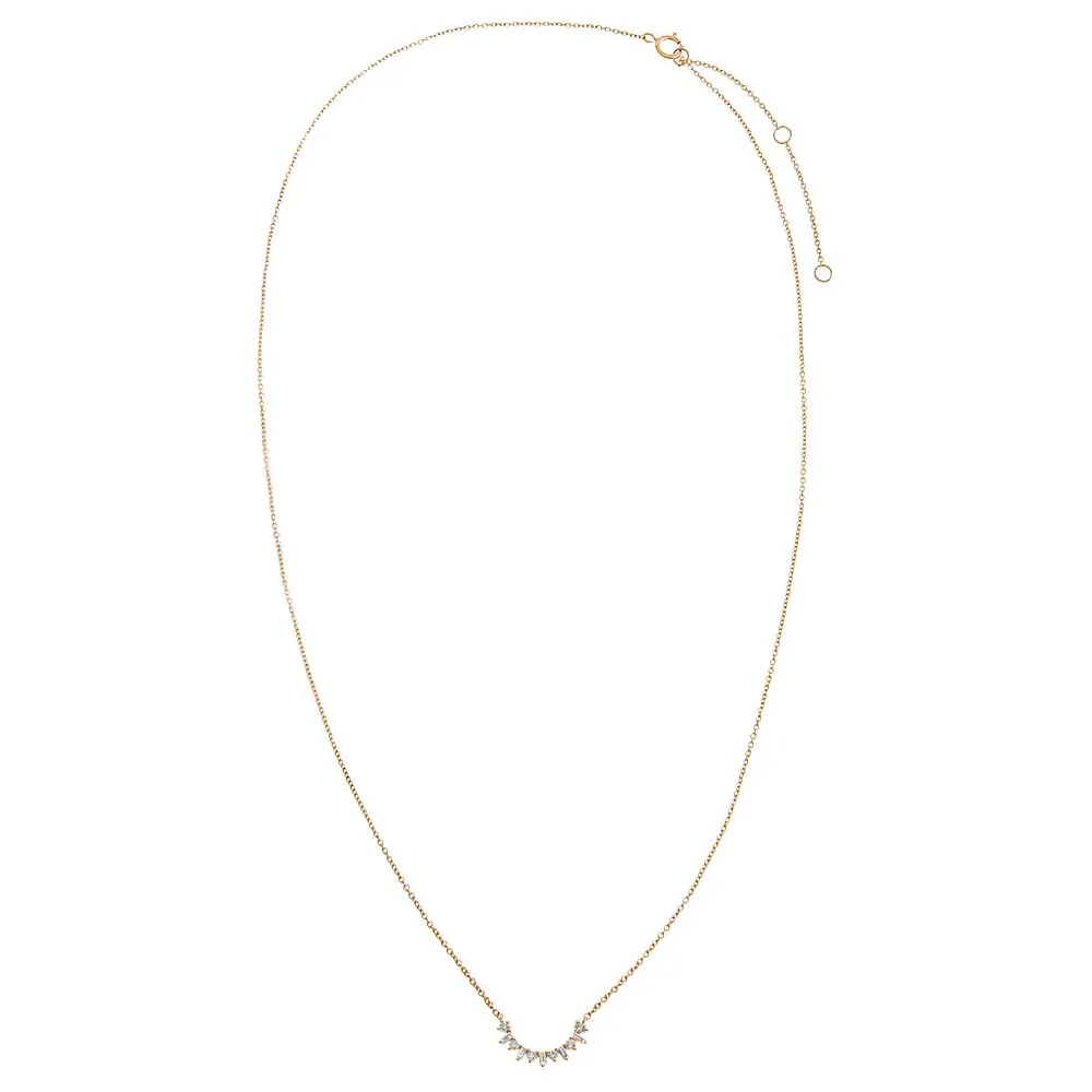 Diamond Baguette X Solitaire Curved Bar Necklace 14K sold by Adina Eden's product image thumbnail 3