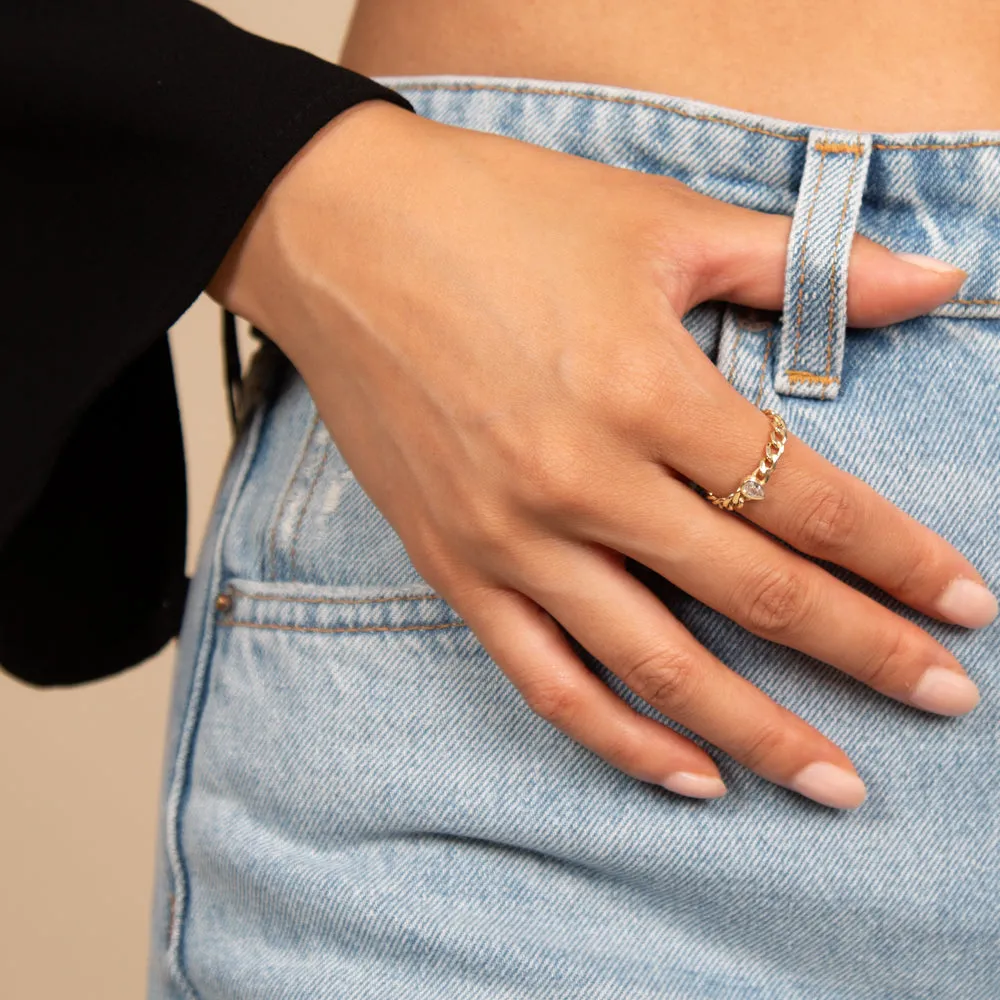 Pear Bezel Cuban Ring sold by Adina Eden's product image thumbnail 2