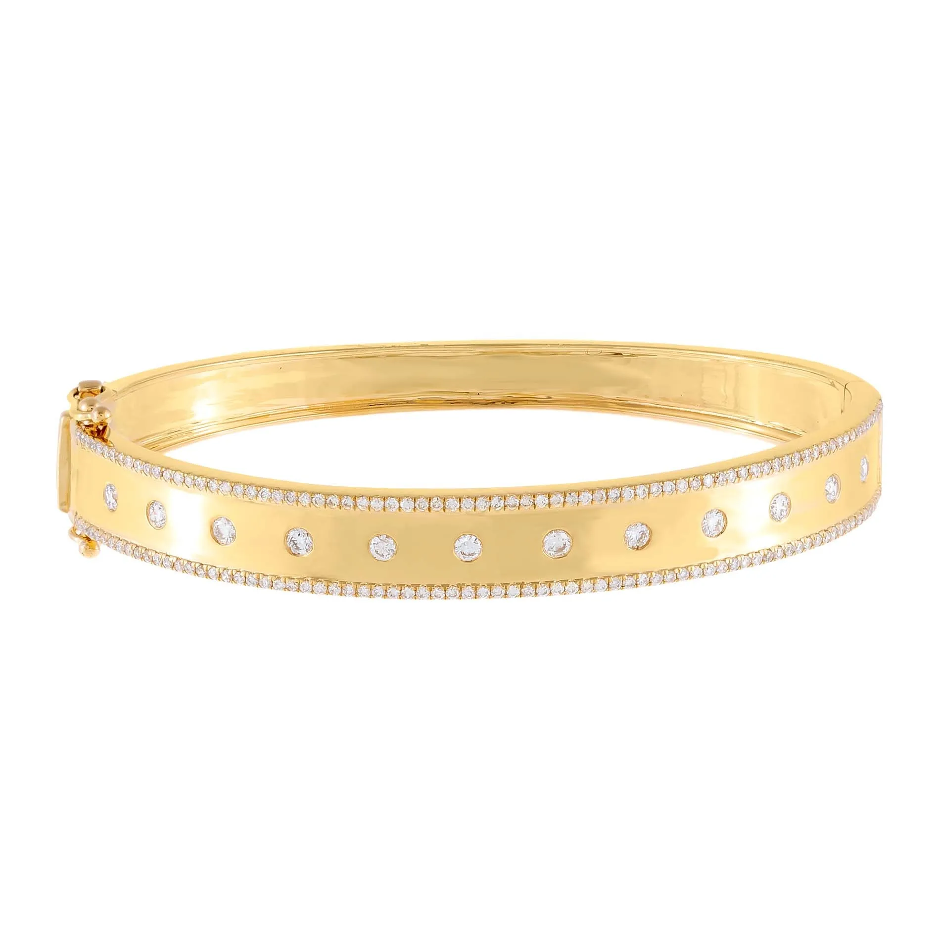 Diamond Solitaire X Pavé Bangle 14K sold by Adina Eden's