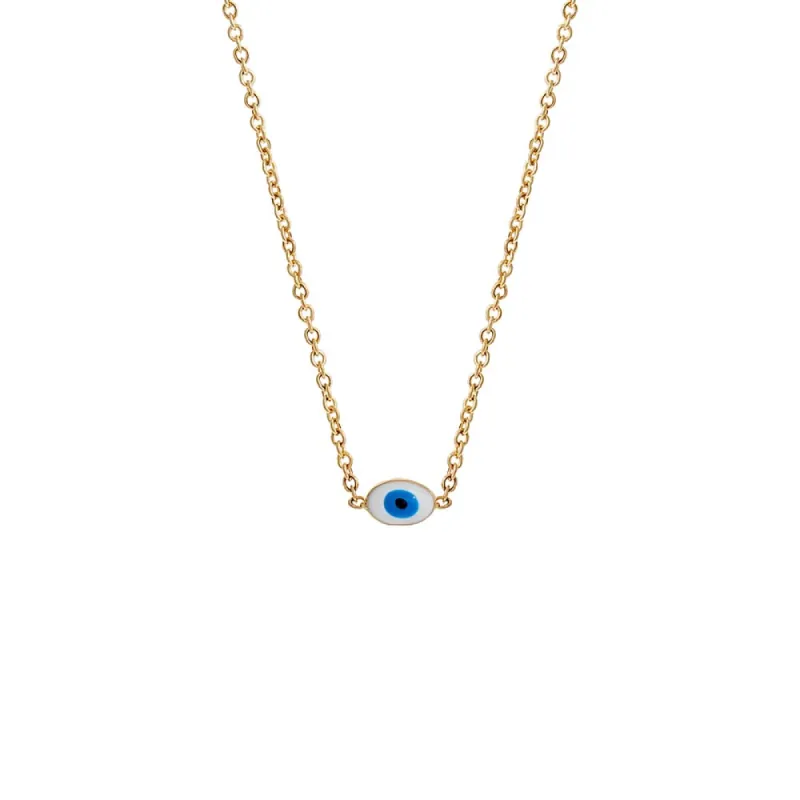 Tiny Enamel Evil Eye Necklace 14K sold by Adina Eden's