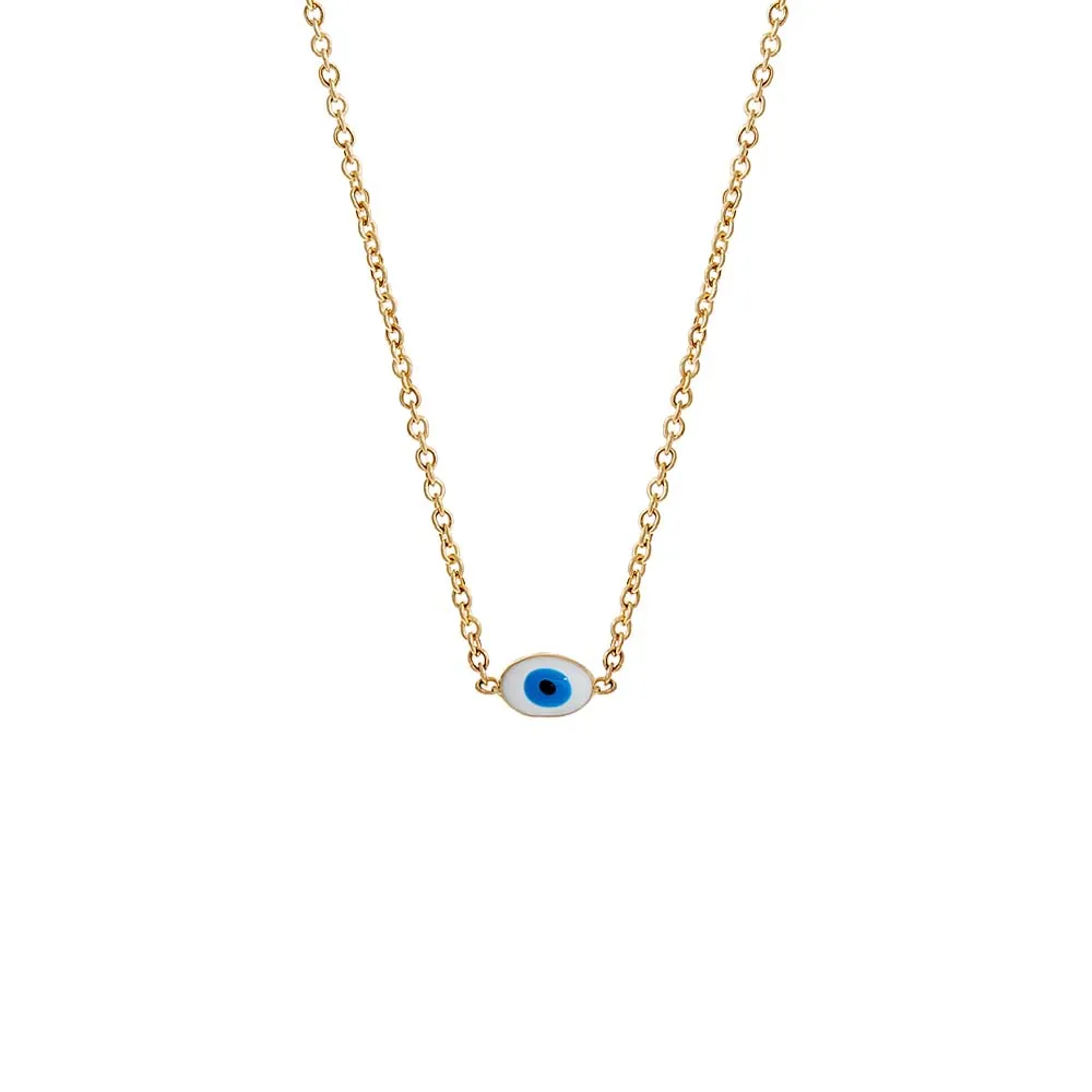 Tiny Enamel Evil Eye Necklace 14K sold by Adina Eden's