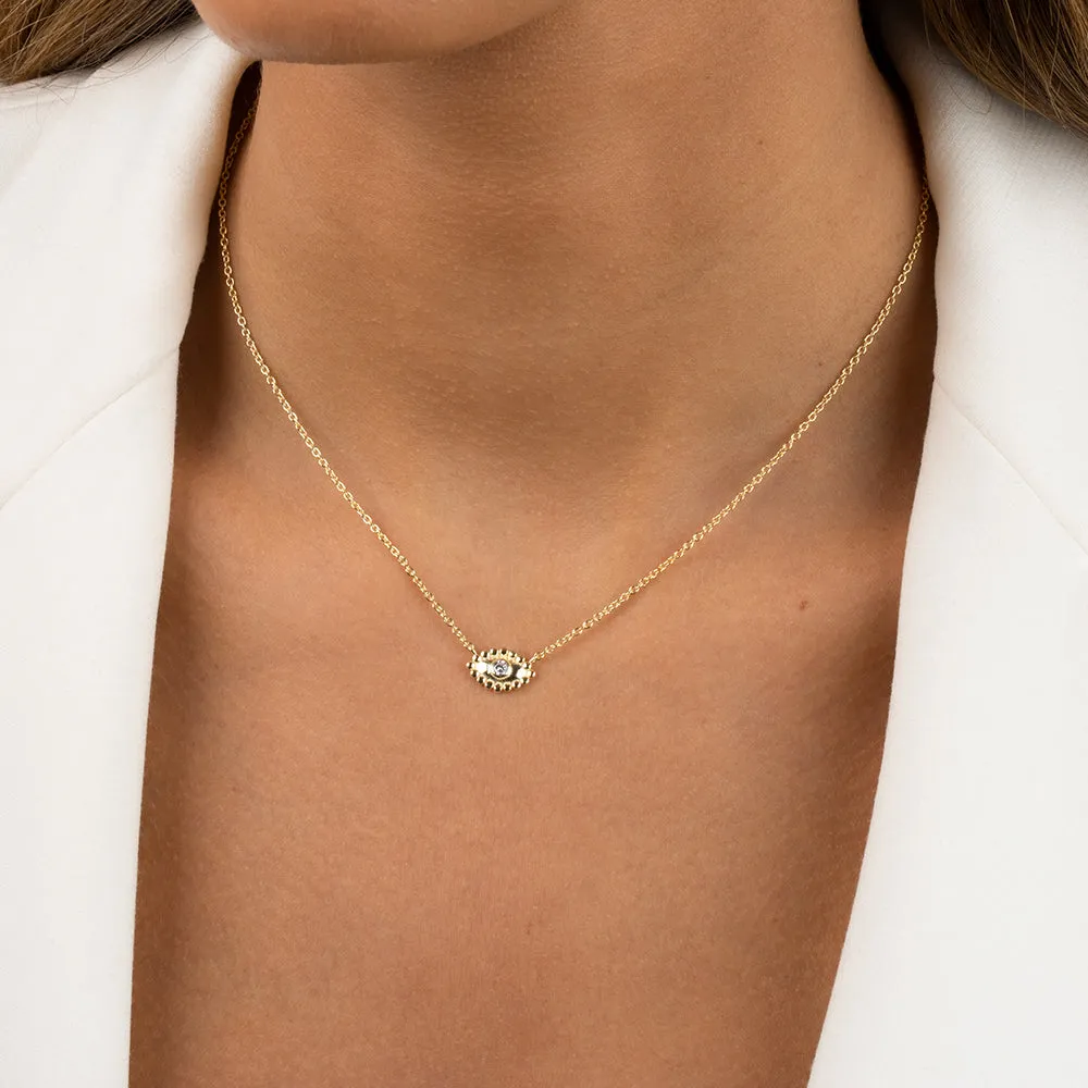 CZ Beaded Evil Eye Pendant Necklace sold by Adina Eden's product image thumbnail 2