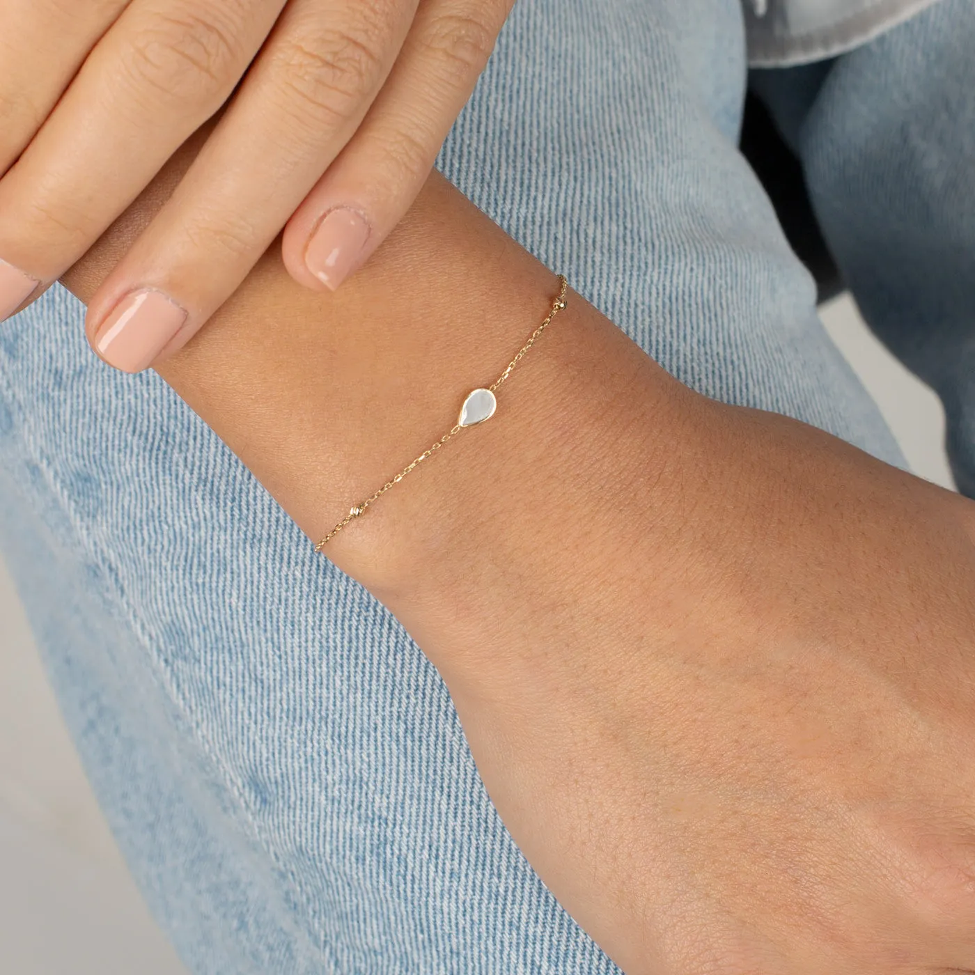 Mother Of Pearl Pear Bracelet 14K sold by Adina Eden's product image thumbnail 2