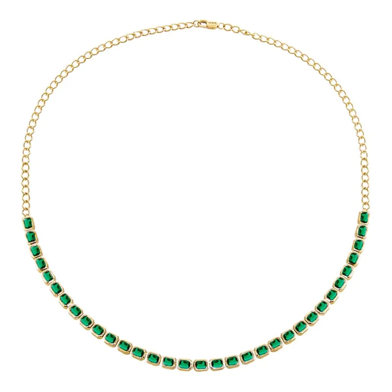 Emerald Green Baguette Tennis Choker 14K sold by Adina Eden's