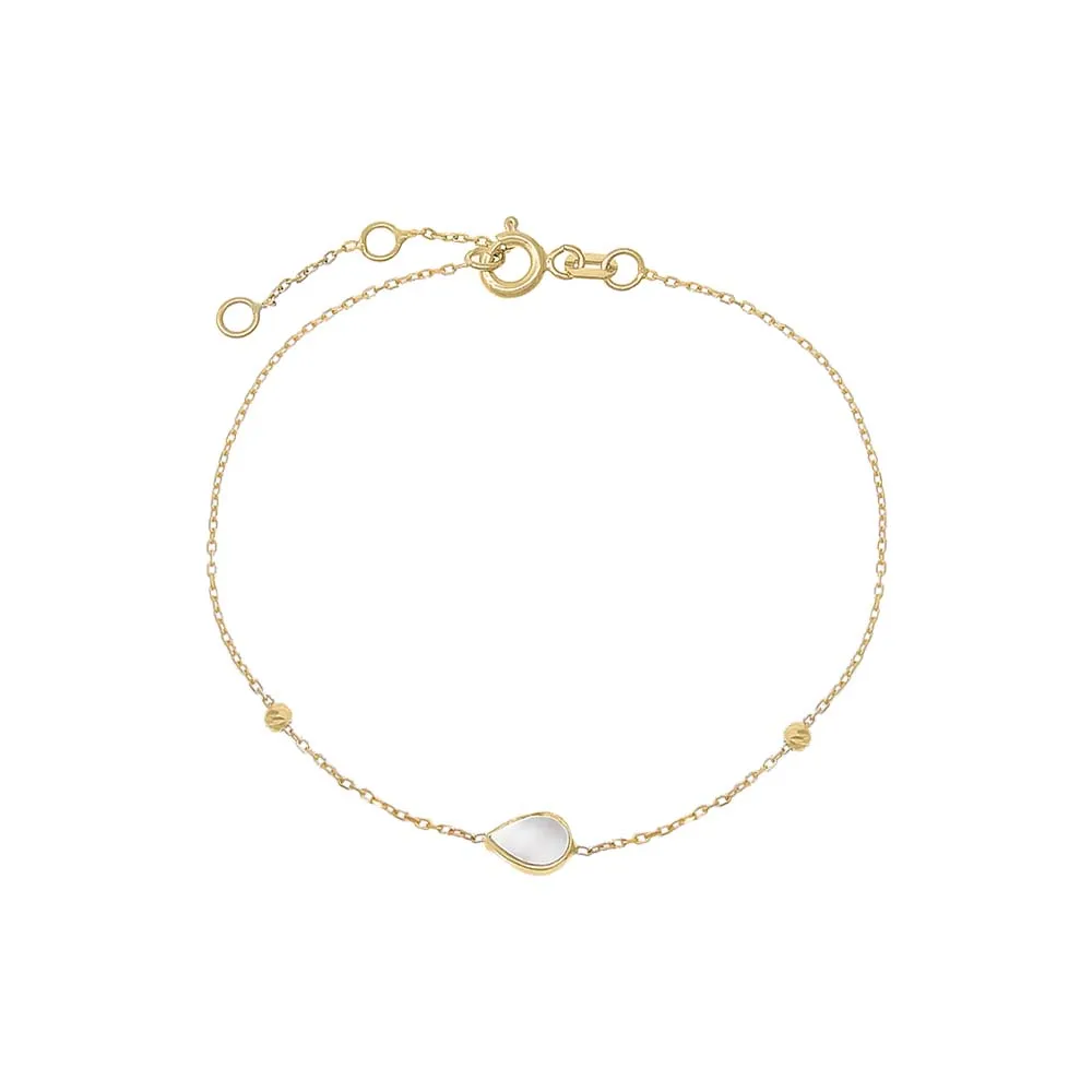 Mother Of Pearl Pear Bracelet 14K sold by Adina Eden's