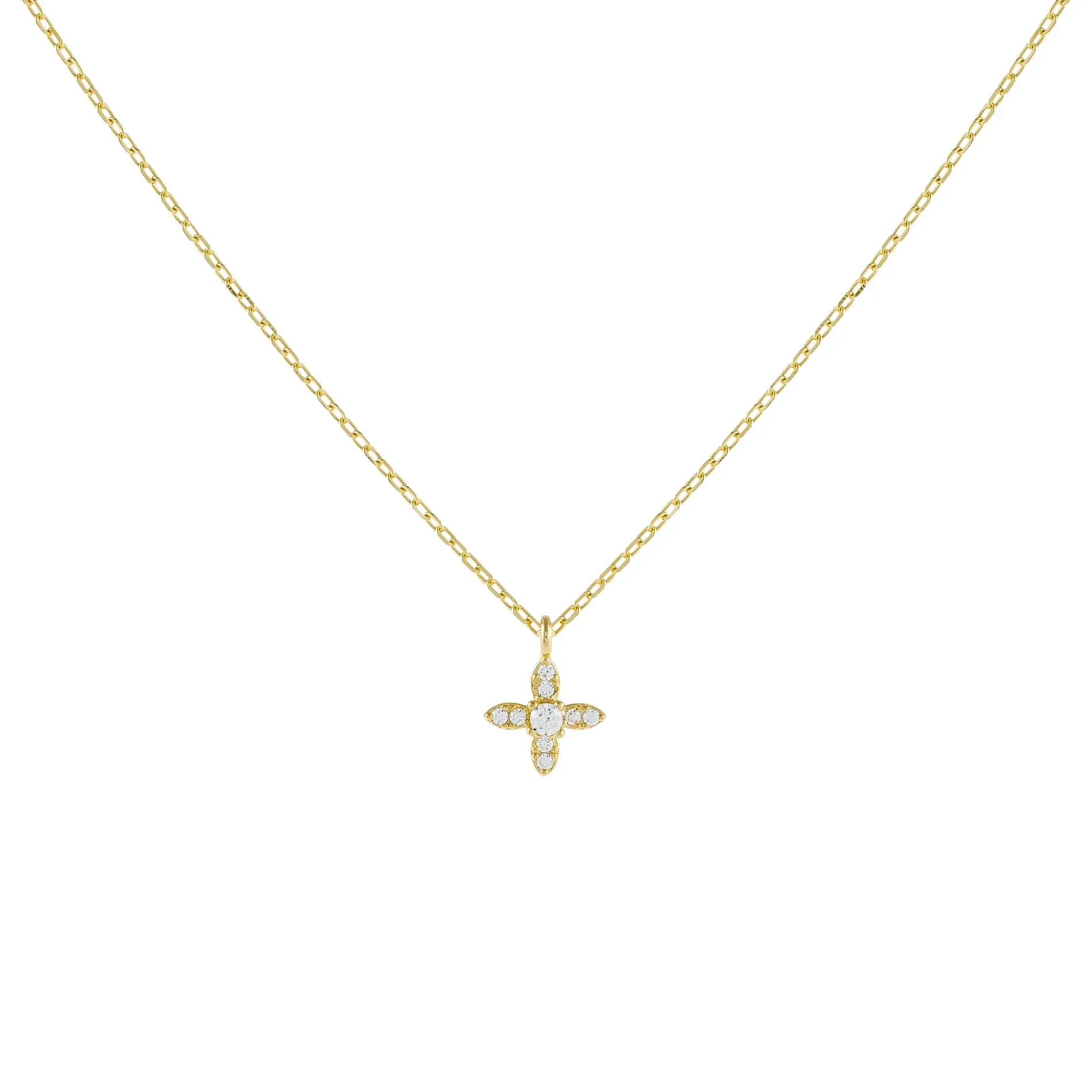 CZ Crystal 4 Petal Flower Necklace sold by Adina Eden's