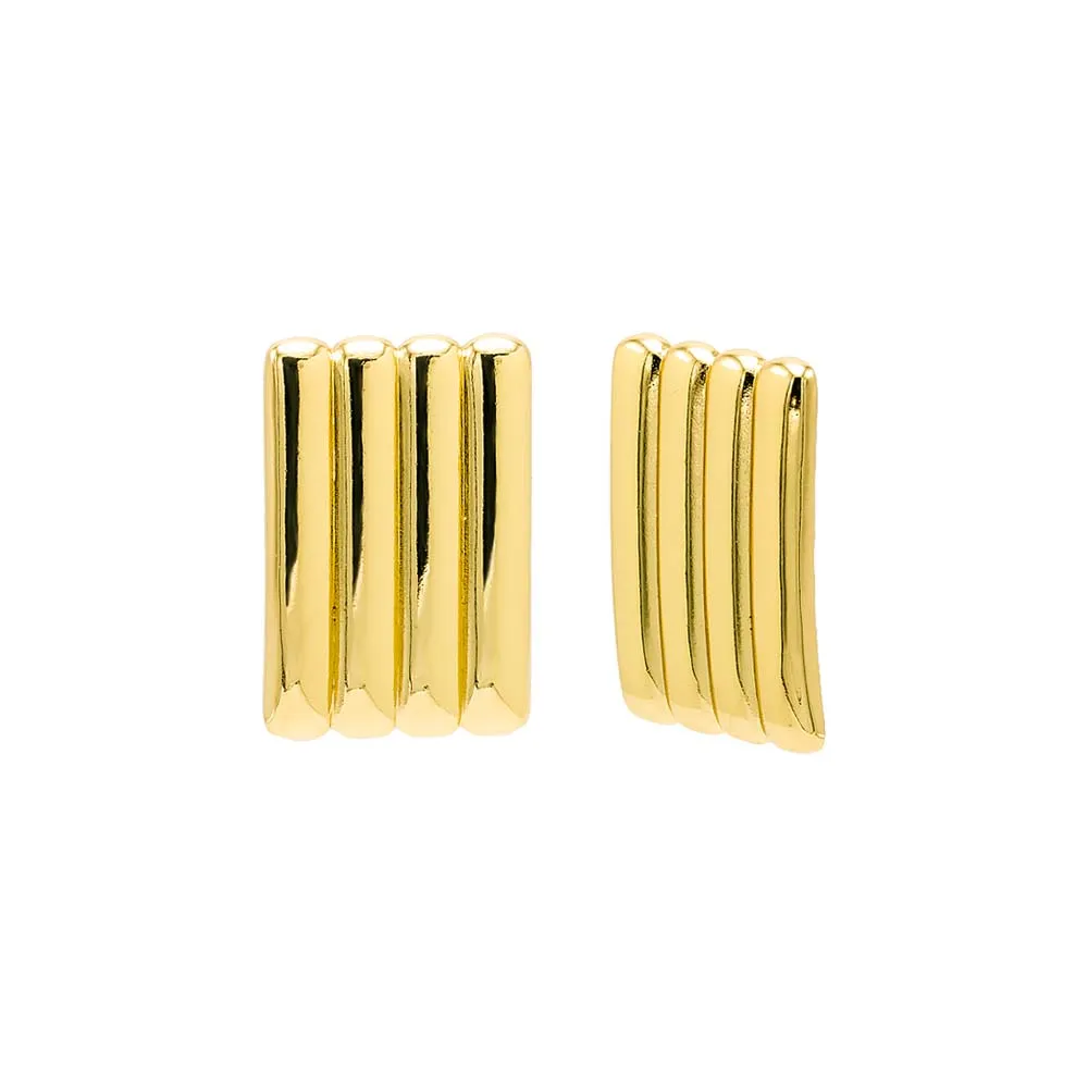 Solid Lined Rectangle Stud Earring sold by Adina Eden's