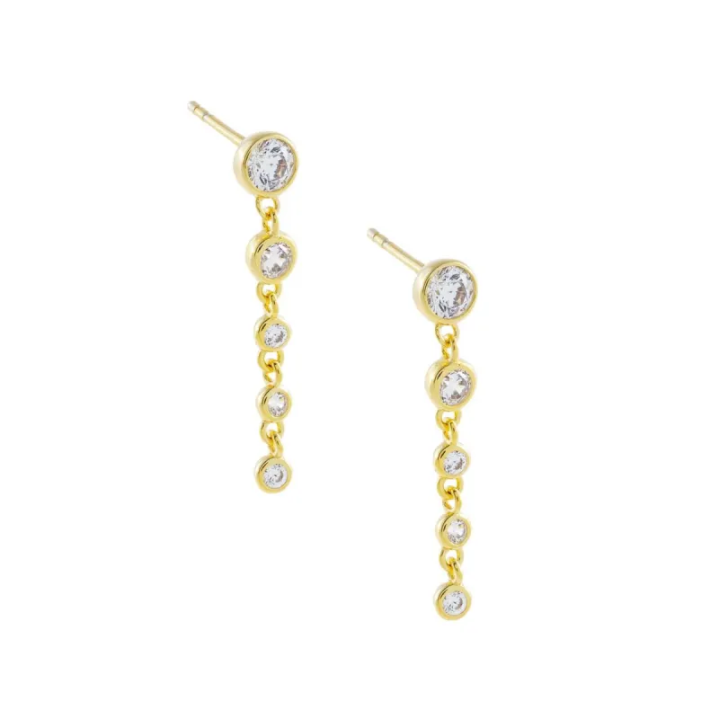 CZ Bezel Long Drop Stud Earring sold by Adina Eden's