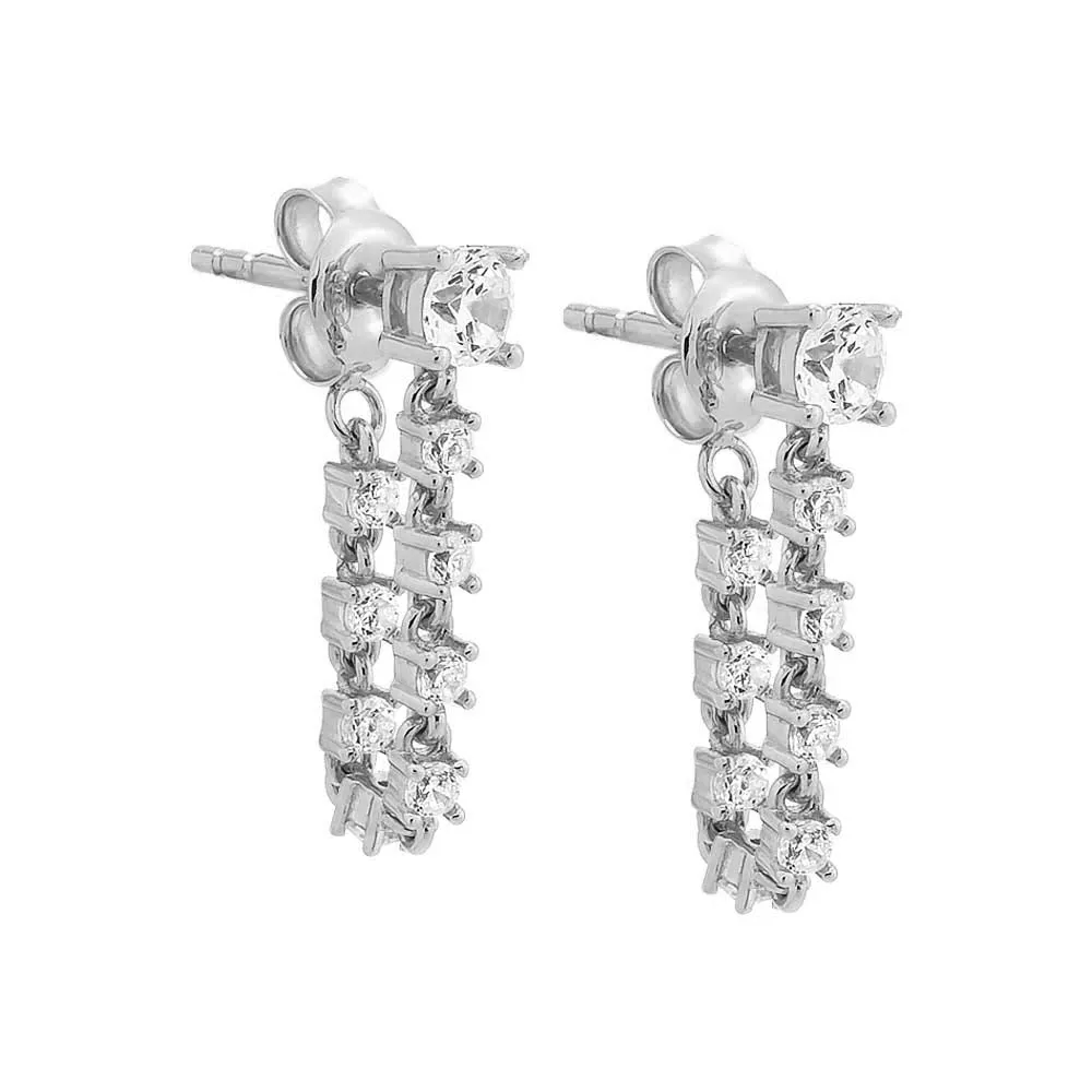 Graduated CZ Front Back Chain Stud Earring sold by Adina Eden's product image thumbnail 3