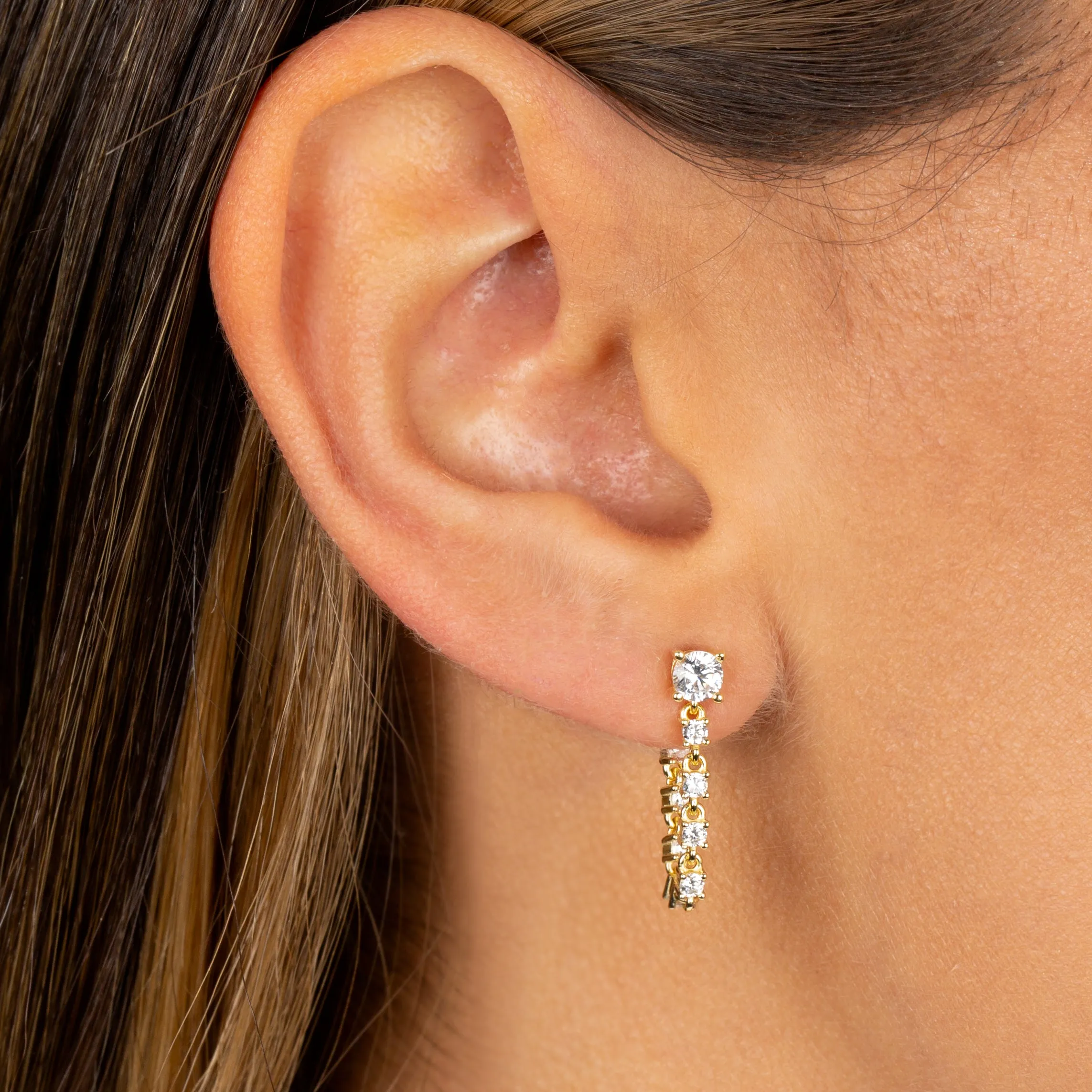 Graduated CZ Front Back Chain Stud Earring sold by Adina Eden's product image thumbnail 2