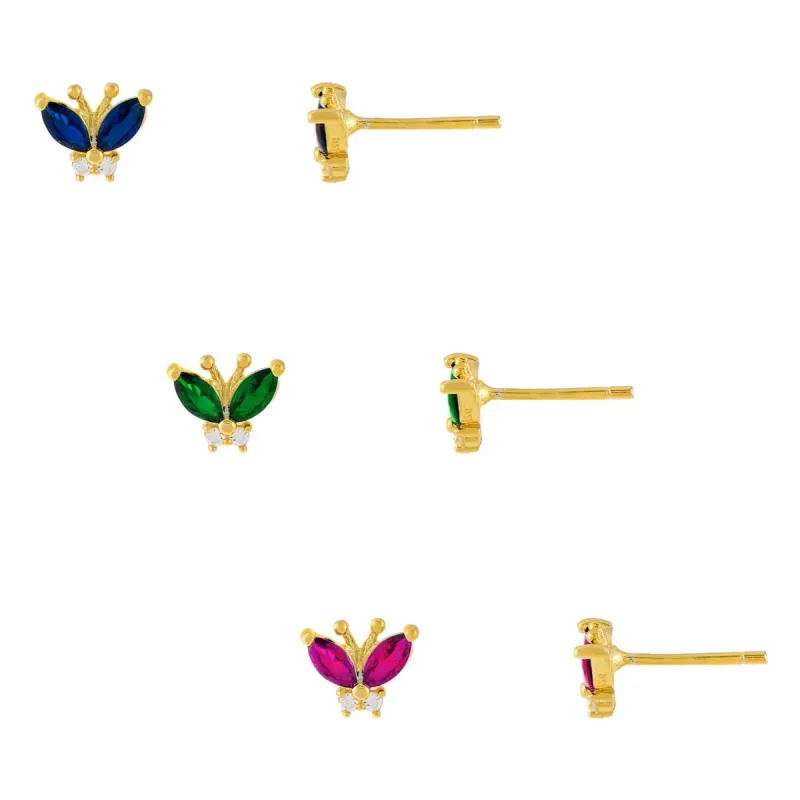 CZ Colored Butterfly Stud Earring Combo Set sold by Adina Eden's