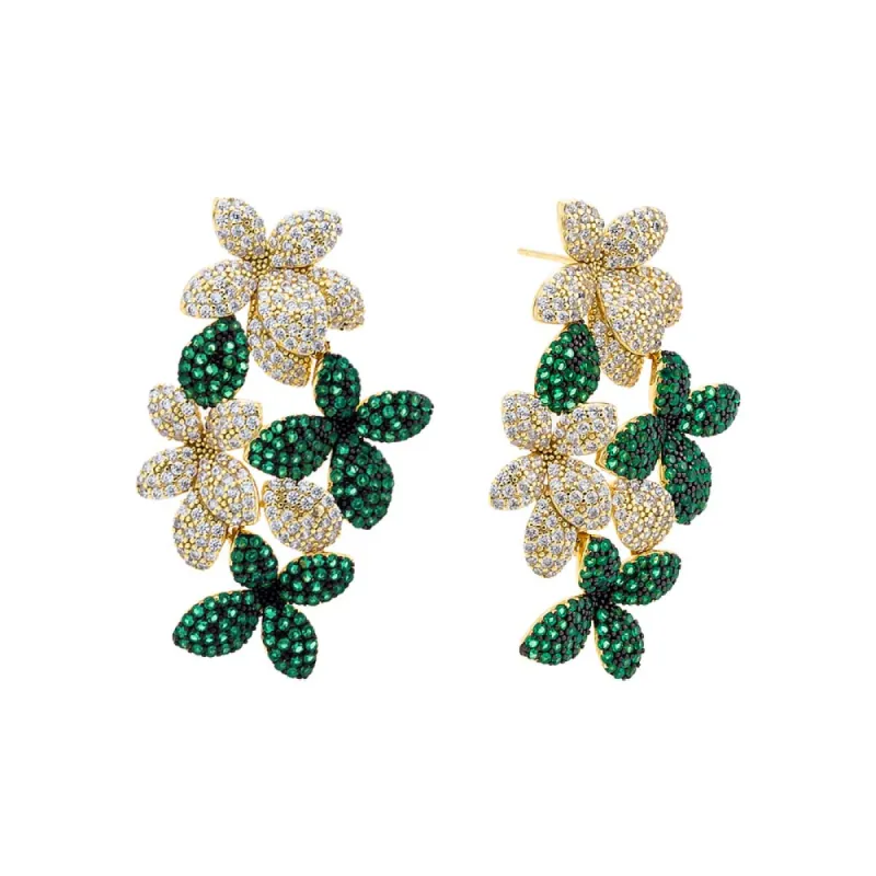 Colored Pavé Multi Flower Drop Stud Earring sold by Adina Eden's