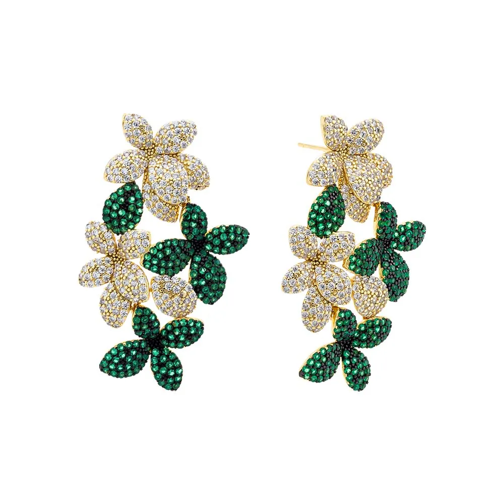 Colored Pavé Multi Flower Drop Stud Earring sold by Adina Eden's