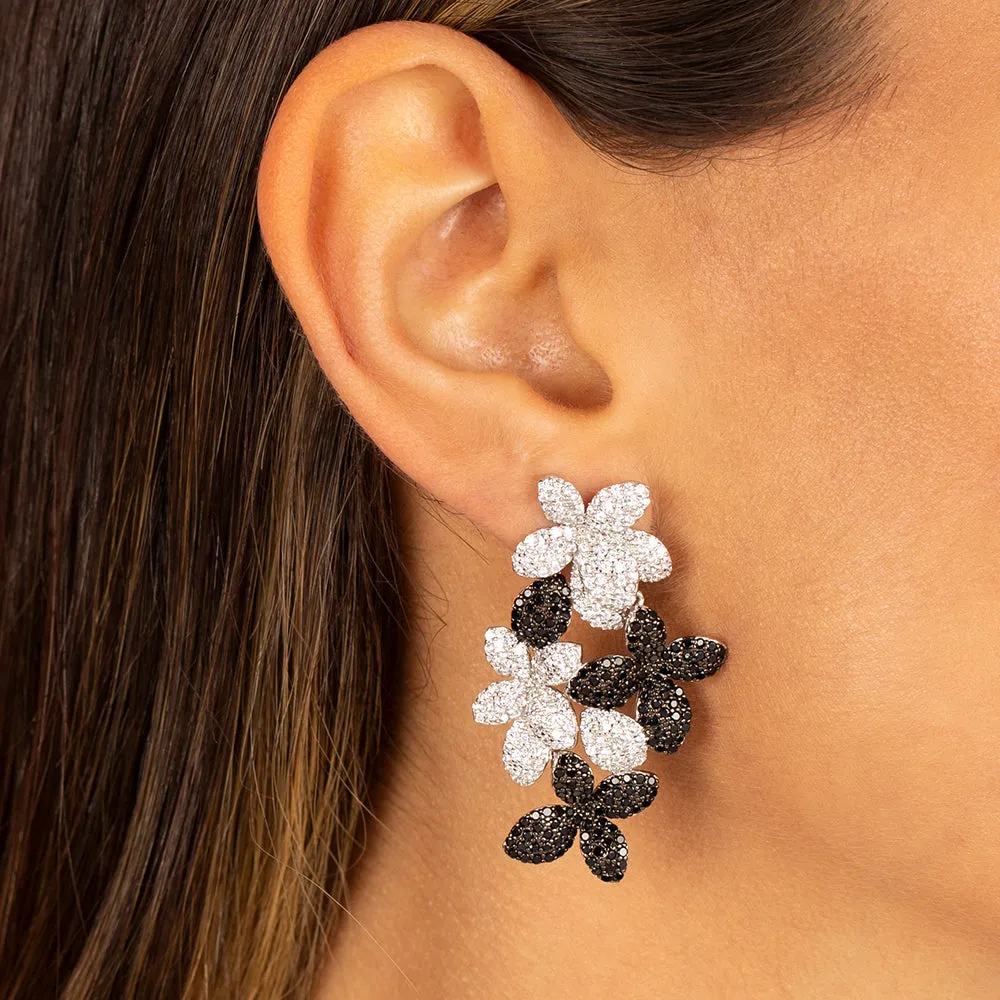 Colored Pavé Multi Flower Drop Stud Earring sold by Adina Eden's product image thumbnail 2