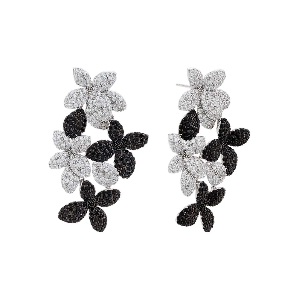 Colored Pavé Multi Flower Drop Stud Earring sold by Adina Eden's product image thumbnail 4