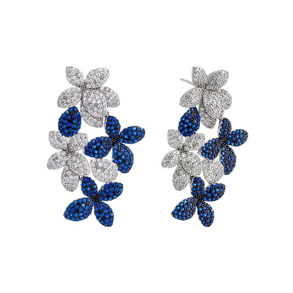 Colored Pavé Multi Flower Drop Stud Earring sold by Adina Eden's product image thumbnail 3