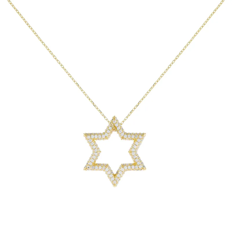 Pavé Open Starburst Charm Necklace sold by Adina Eden's